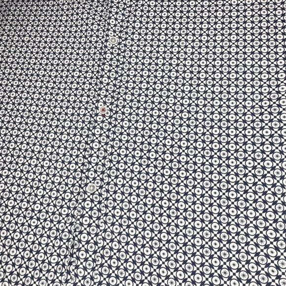 Abstract One Sz 3x Button Shirt Casual Mens Navy White Geometric Short Sleeve - Picture 3 of 15